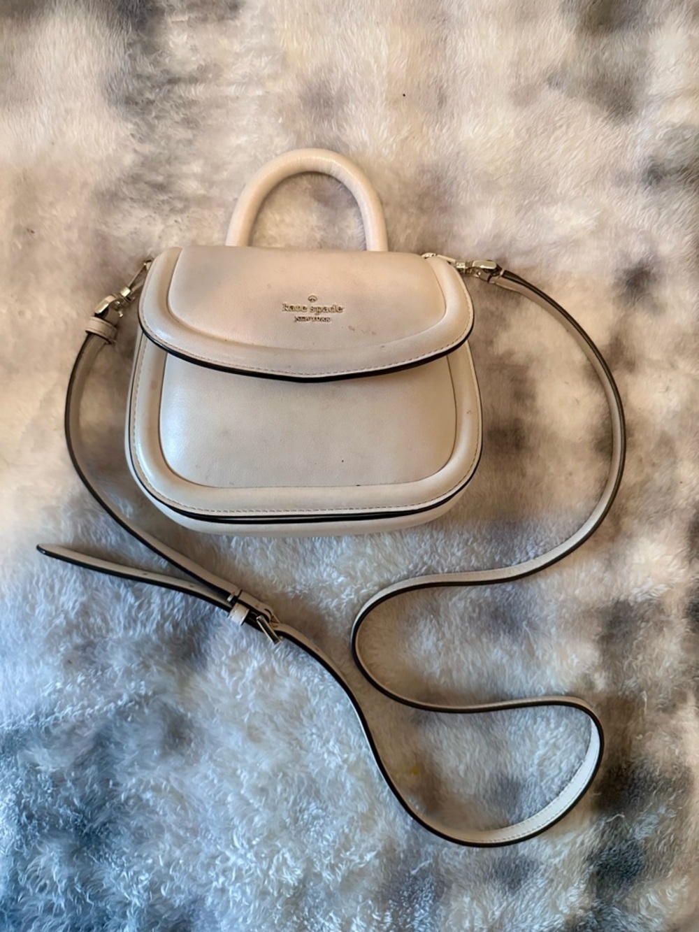 Kate Spade Cream/White Leather Top-Handle Crossbody Bag